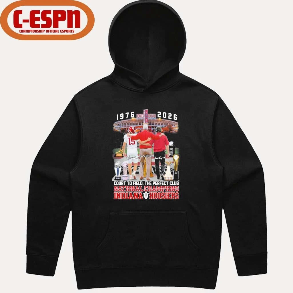 Official IU Football 1976-2026 Court To Field, The Perfect Club National Champions Shirt