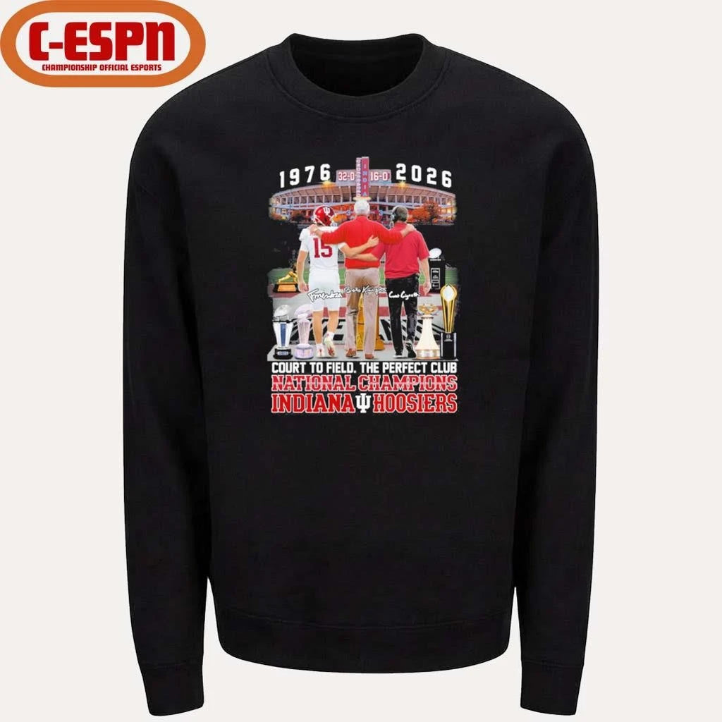 Official IU Football 1976-2026 Court To Field, The Perfect Club National Champions Shirt