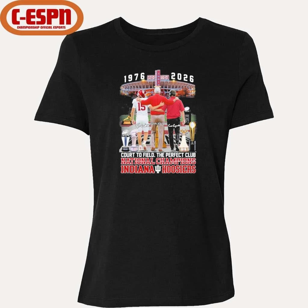 Official IU Football 1976-2026 Court To Field, The Perfect Club National Champions Shirt