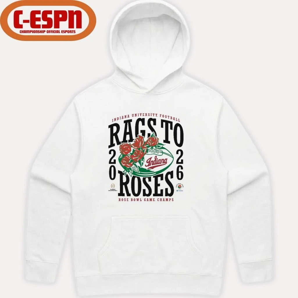 Official IU Football 2026 Rose Bowl Champions Rags to Roses Shirt