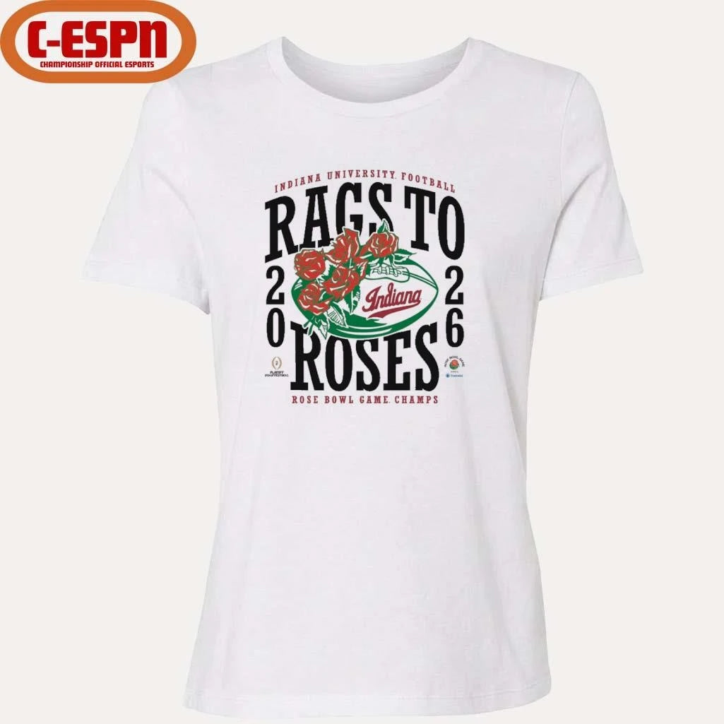 Official IU Football 2026 Rose Bowl Champions Rags to Roses Shirt
