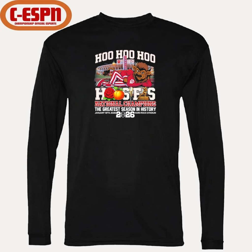 Official IU Football Hoo Hoo Hoo Hoosiers National Champions The Greatest Season In History Shirt