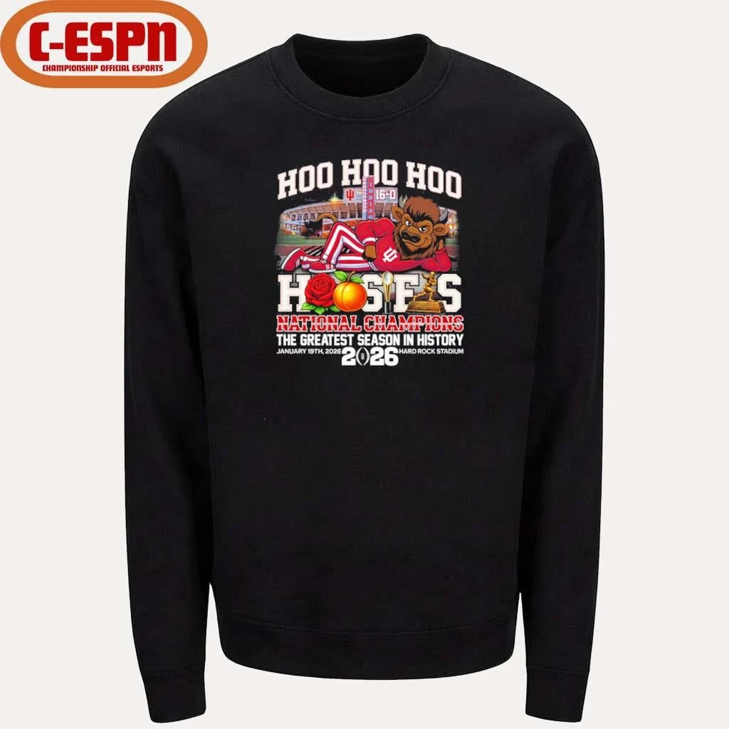 Official IU Football Hoo Hoo Hoo Hoosiers National Champions The Greatest Season In History Shirt