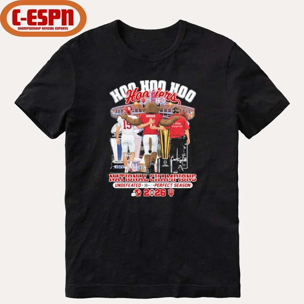 Official IU Football Hoo Hoo Hoo Hoosiers National Champions Undefeated 16-0 Perfect Season Shirt