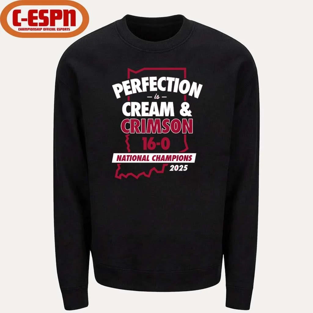 Official IU Football Perfection is Cream and Crimson National Champions T-Shirt