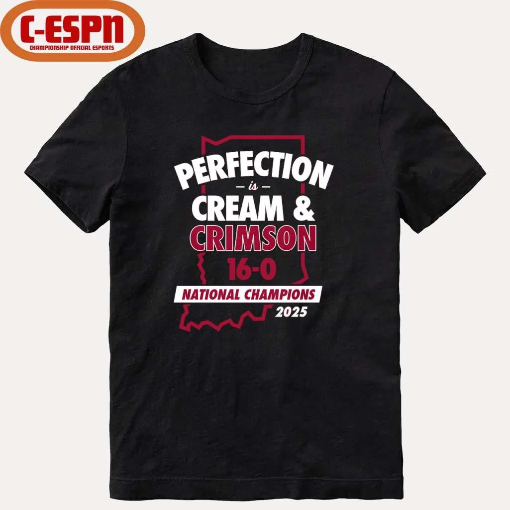 Official IU Football Perfection is Cream and Crimson National Champions T-Shirt