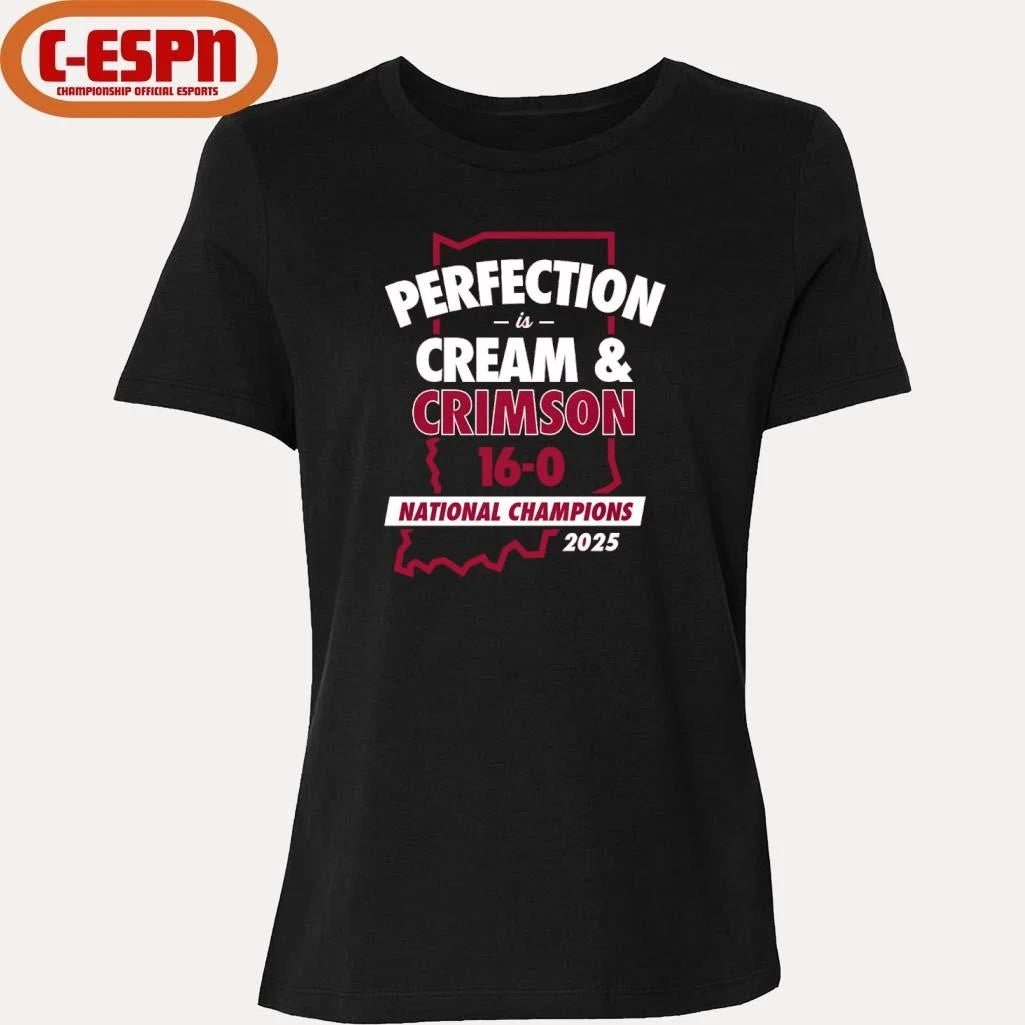 Official IU Football Perfection is Cream and Crimson National Champions T-Shirt