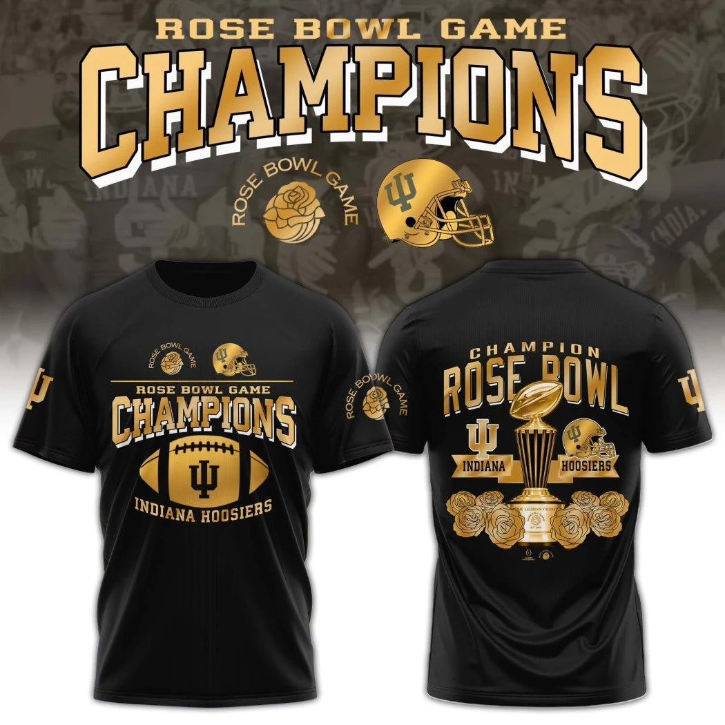 Official IU Hoosiers Football Rose Bowl Champions Special Helmet And Logo Shirt