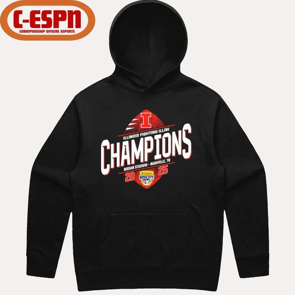 Official Illinois Fighting Football 2025 Music City Bowl Champions T-Shirt
