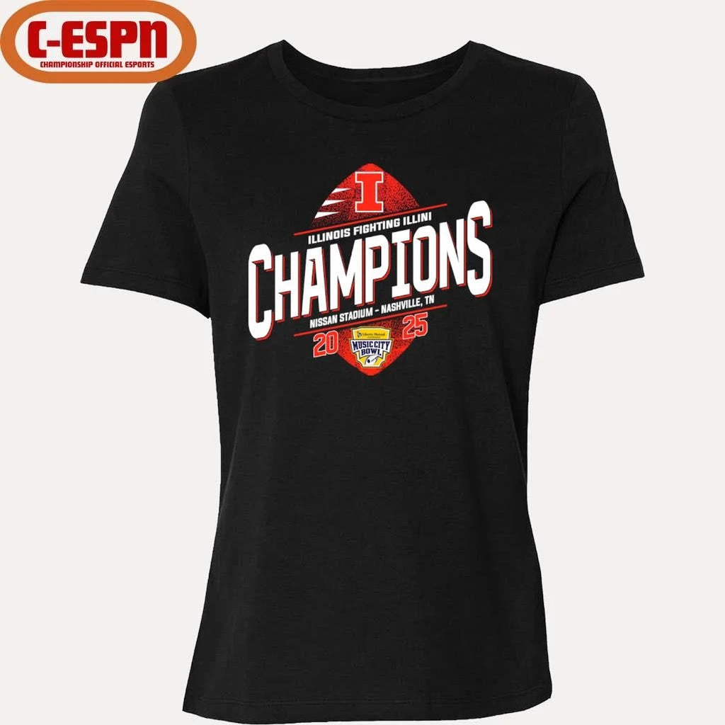 Official Illinois Fighting Football 2025 Music City Bowl Champions T-Shirt