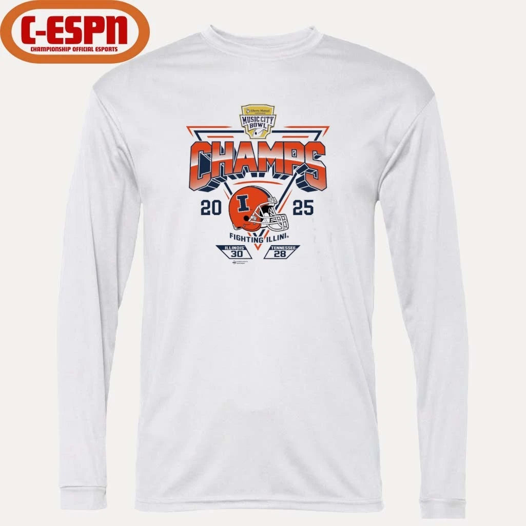 Official Illinois Fighting Illini 2025 Music City Bowl Champions Score Shirt