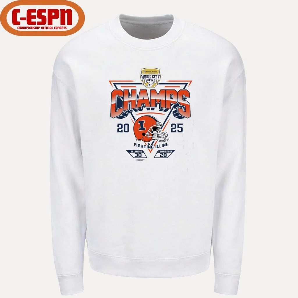 Official Illinois Fighting Illini 2025 Music City Bowl Champions Score Shirt