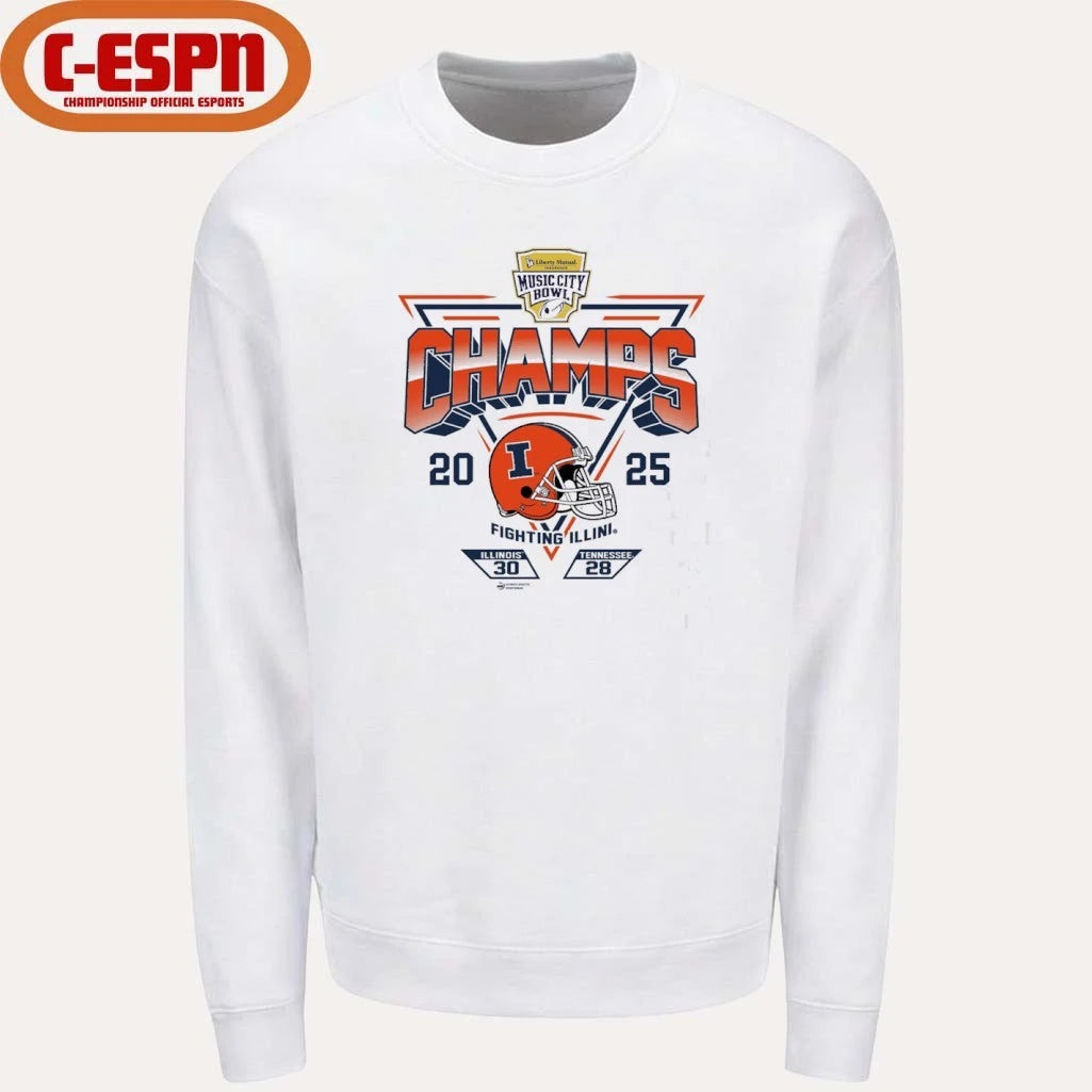 Official Illinois Fighting Illini 2025 Music City Bowl Champions Score Shirt
