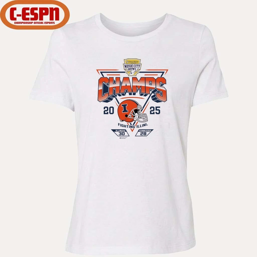 Official Illinois Fighting Illini 2025 Music City Bowl Champions Score Shirt