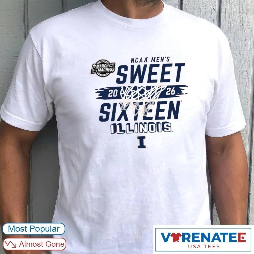 Official Illinois Fighting Illini 2026 NCAA March Madness Sweet 16 Second Time Three Seasons Basketball T-Shirt