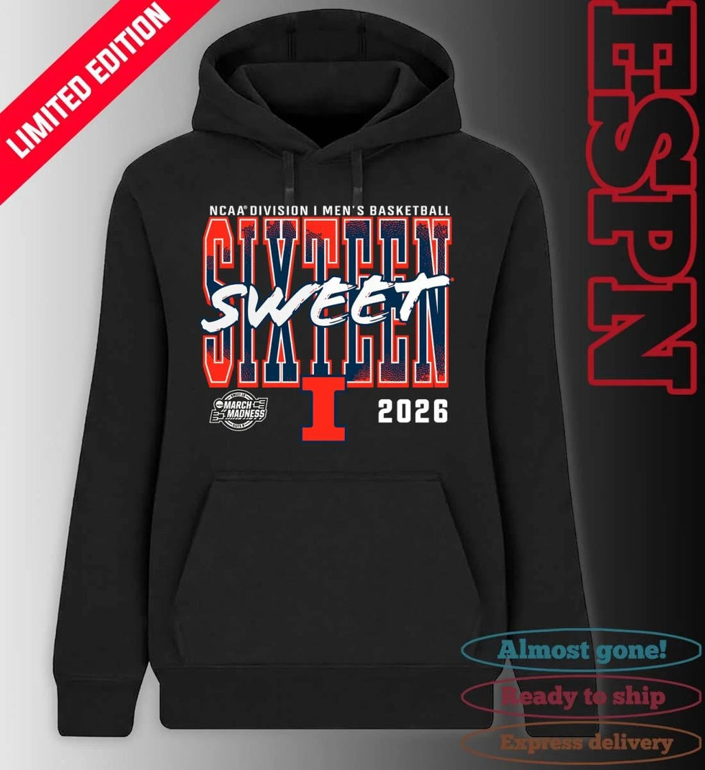 Official Illinois Fighting Illini 2026 NCAA Men’s Basketball Tournament March Madness Sweet 16 T-Shirt