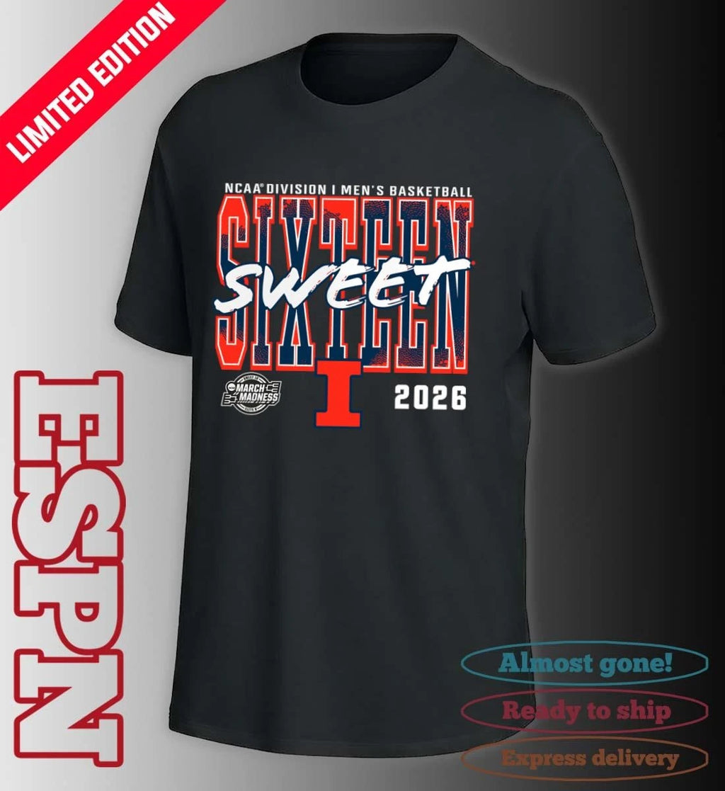 Official Illinois Fighting Illini 2026 NCAA Men’s Basketball Tournament March Madness Sweet 16 T-Shirt