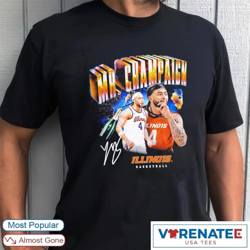 Official Illinois Fighting Illini Basketball Kylan Boswell Mr. Champaign NIL Signature T-Shirt