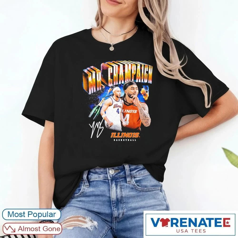 Official Illinois Fighting Illini Basketball Kylan Boswell Mr. Champaign NIL Signature T-Shirt
