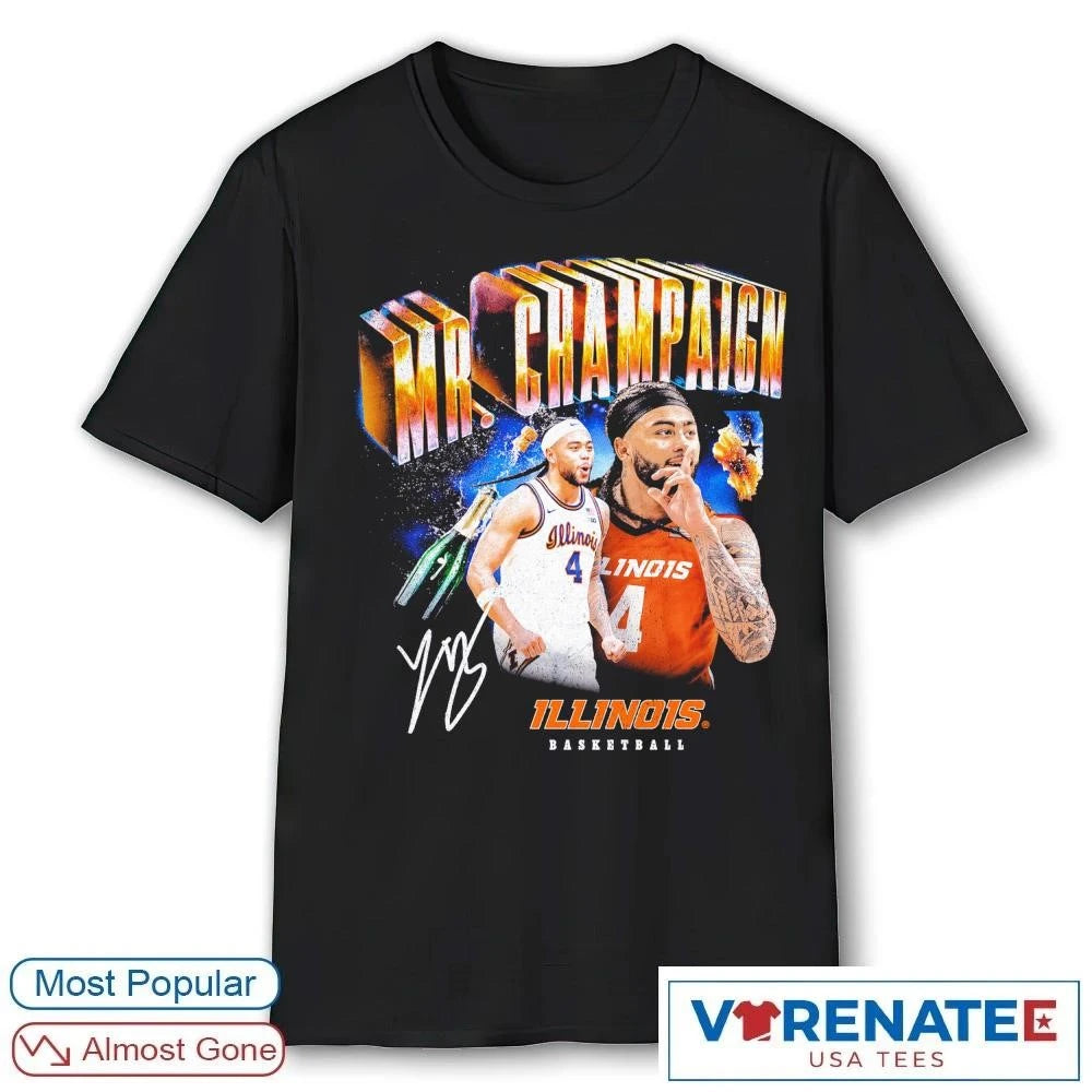 Official Illinois Fighting Illini Basketball Kylan Boswell Mr. Champaign NIL Signature T-Shirt