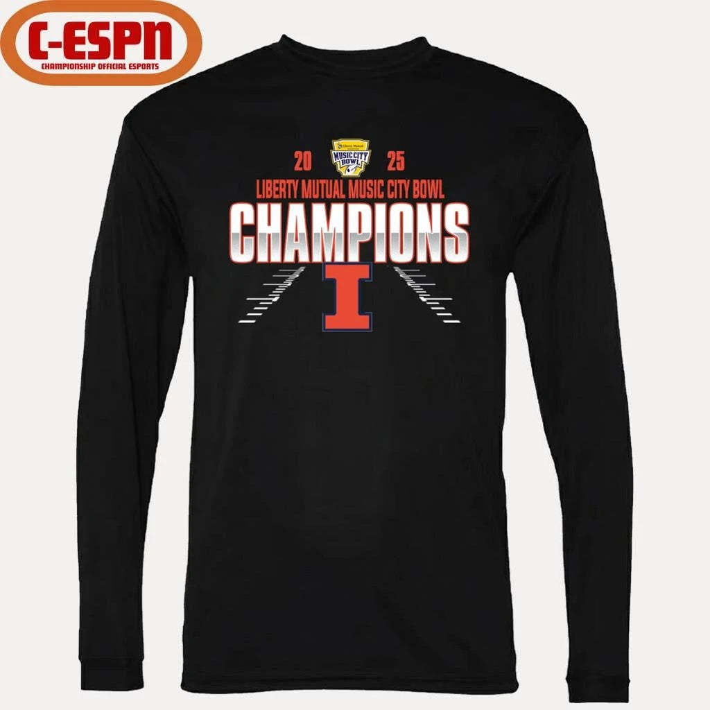 Official Illinois Fighting Illini Liberty Mutual Music City Bowl Champions T-Shirt