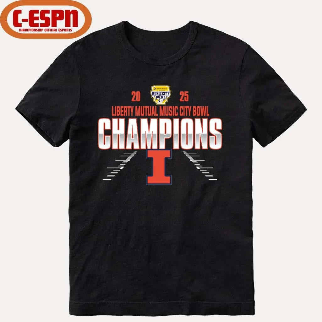 Official Illinois Fighting Illini Liberty Mutual Music City Bowl Champions T-Shirt