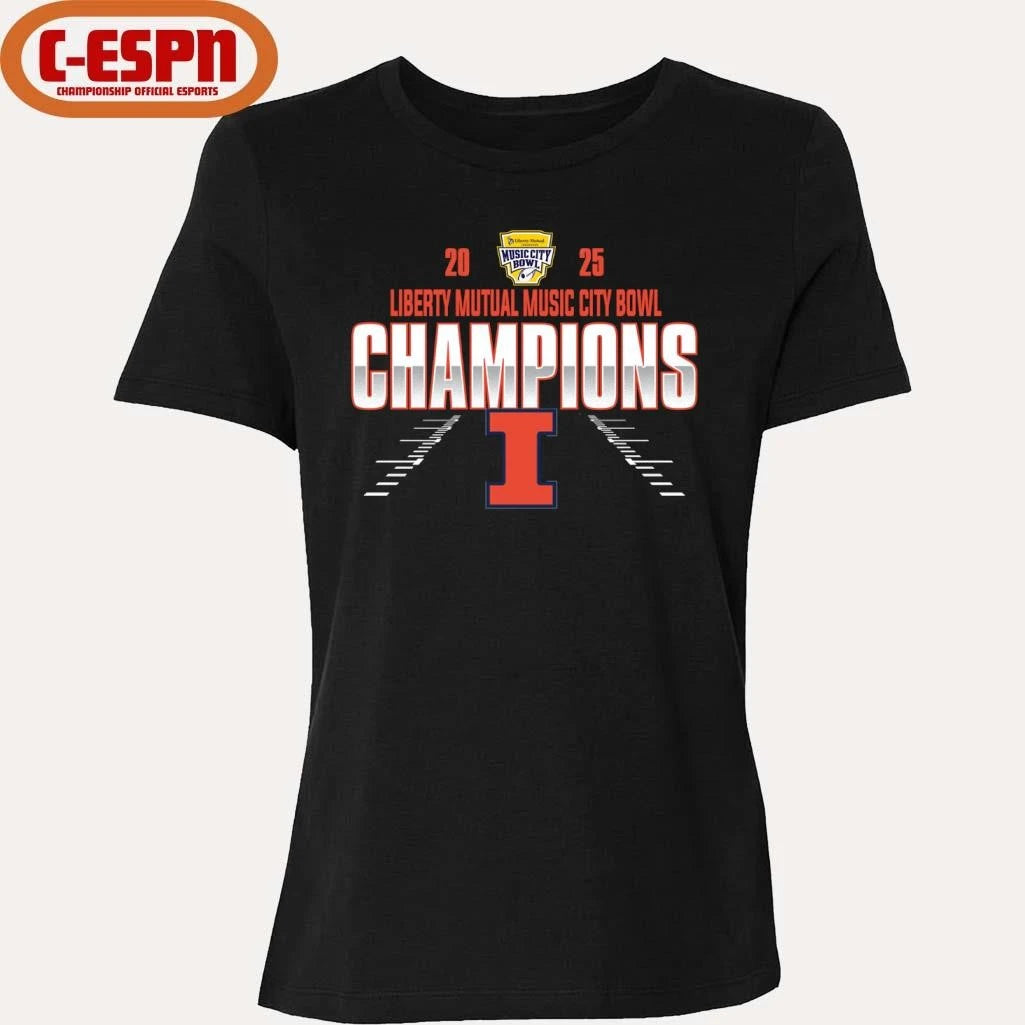Official Illinois Fighting Illini Liberty Mutual Music City Bowl Champions T-Shirt