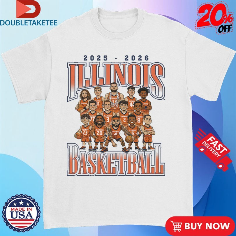 Official Illinois Fighting Illini Men’s Basketball 2025-2026 Caricature Team Players Shirts
