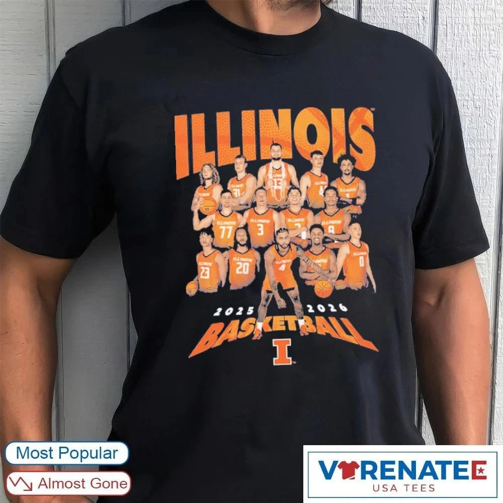 Official Illinois Fighting Illini Men’s Basketball 2025-26 NIL Roster T-Shirt