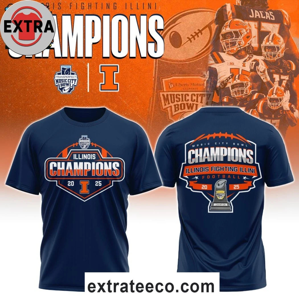 Official Illinois Fighting Illini Music City Bowl Champions 2025 Logo Shirt