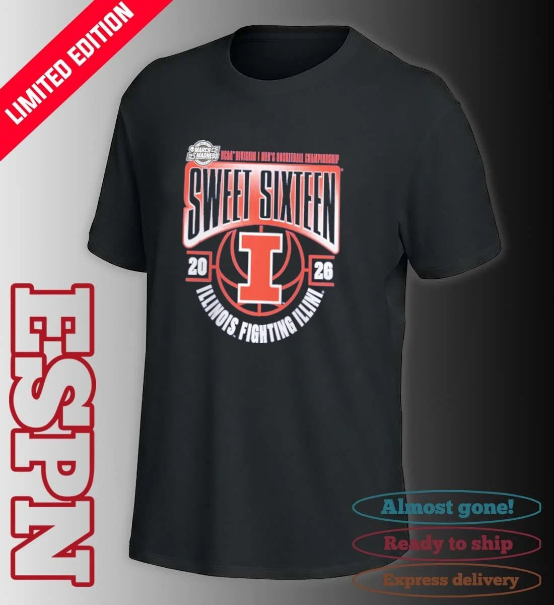 Official Illinois Fighting Illini Sweet 16 NCAA DI Men’s Basketball Tournament March Madness 2026 T-Shirt