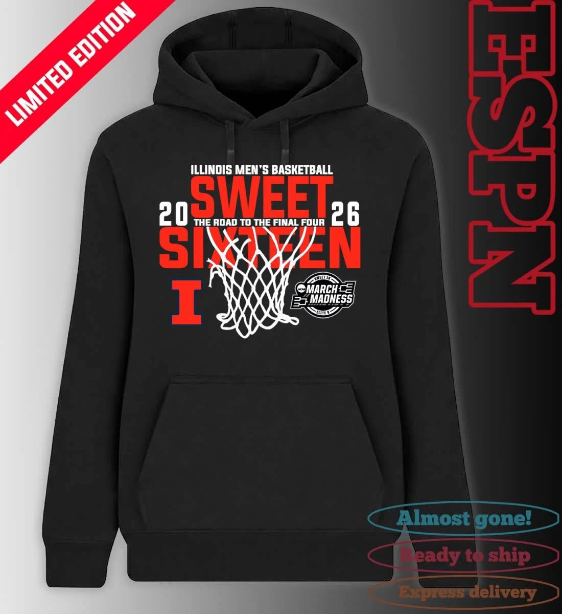 Official Illinois Men’s Basketball 2026 Sweet Sixteen The Road To The Final Four Shirt