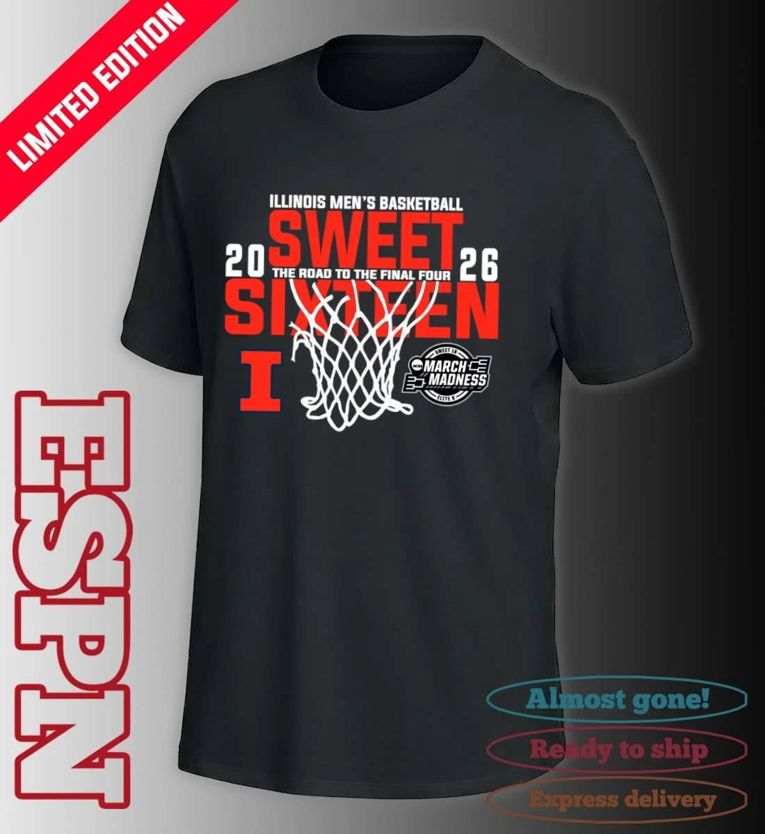 Official Illinois Men’s Basketball 2026 Sweet Sixteen The Road To The Final Four Shirt