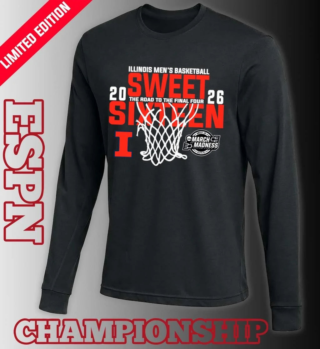 Official Illinois Men’s Basketball 2026 Sweet Sixteen The Road To The Final Four Shirt