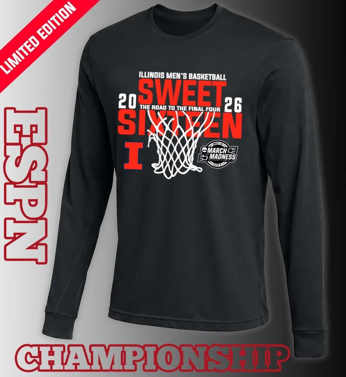 Official Illinois Men’s Basketball 2026 Sweet Sixteen The Road To The Final Four Shirt
