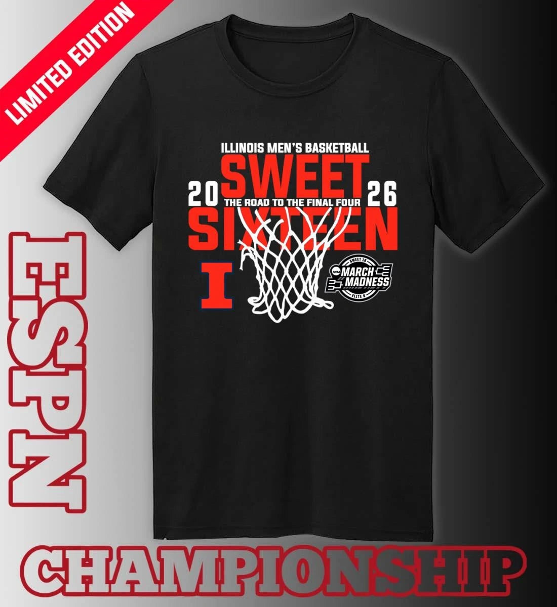 Official Illinois Men’s Basketball 2026 Sweet Sixteen The Road To The Final Four Shirt