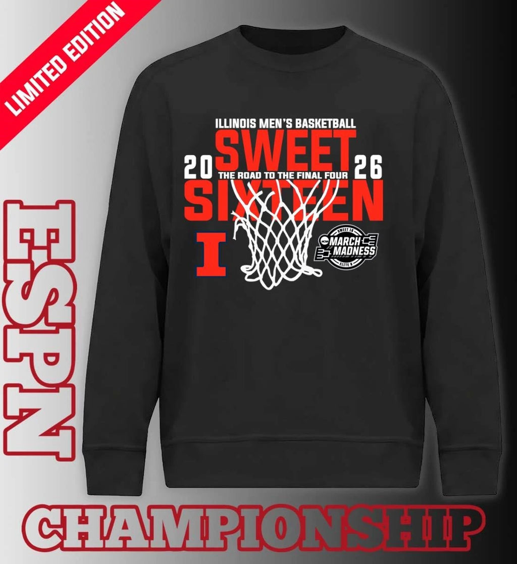 Official Illinois Men’s Basketball 2026 Sweet Sixteen The Road To The Final Four Shirt