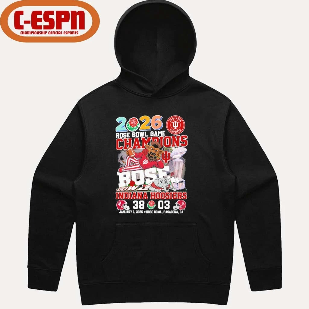 Official Indiana Beat Alabama Mascot 2026 Rose Bowl Game Champions Score Shirt