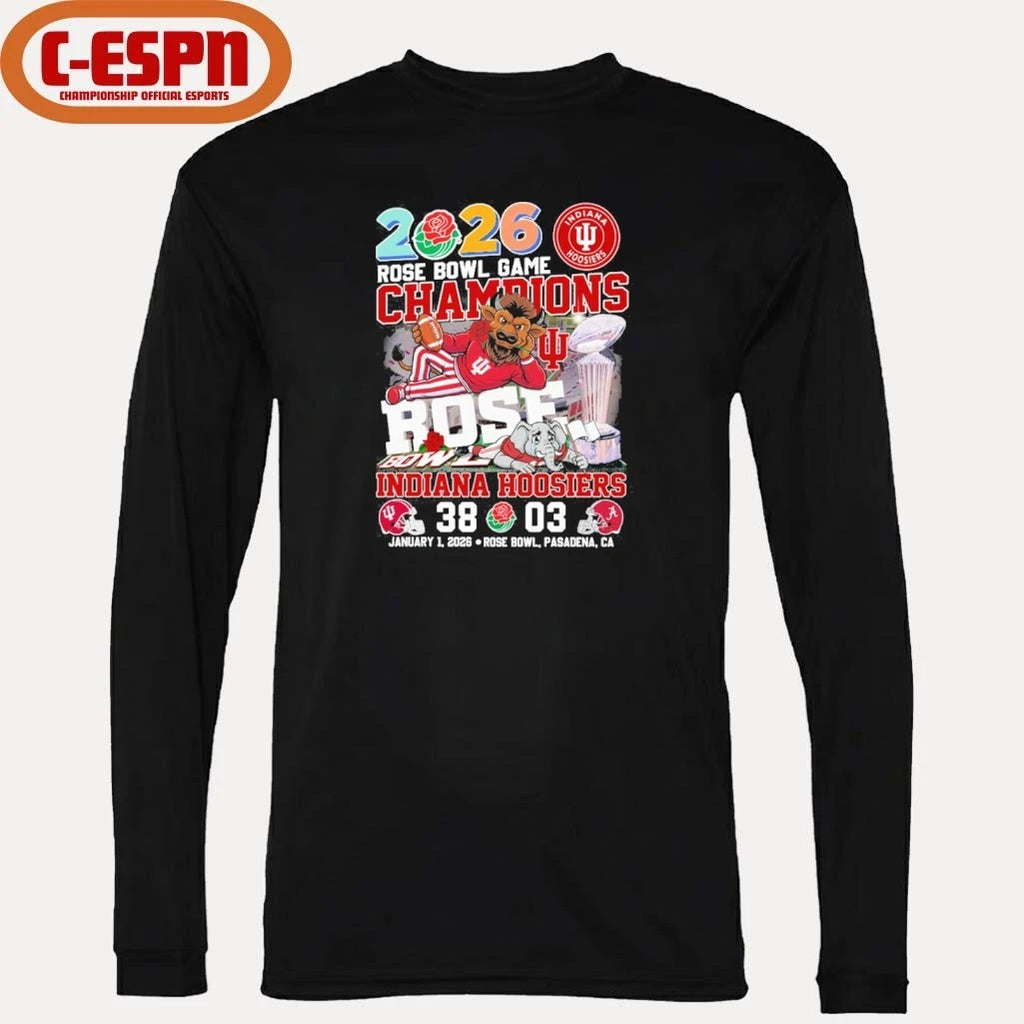 Official Indiana Beat Alabama Mascot 2026 Rose Bowl Game Champions Score Shirt