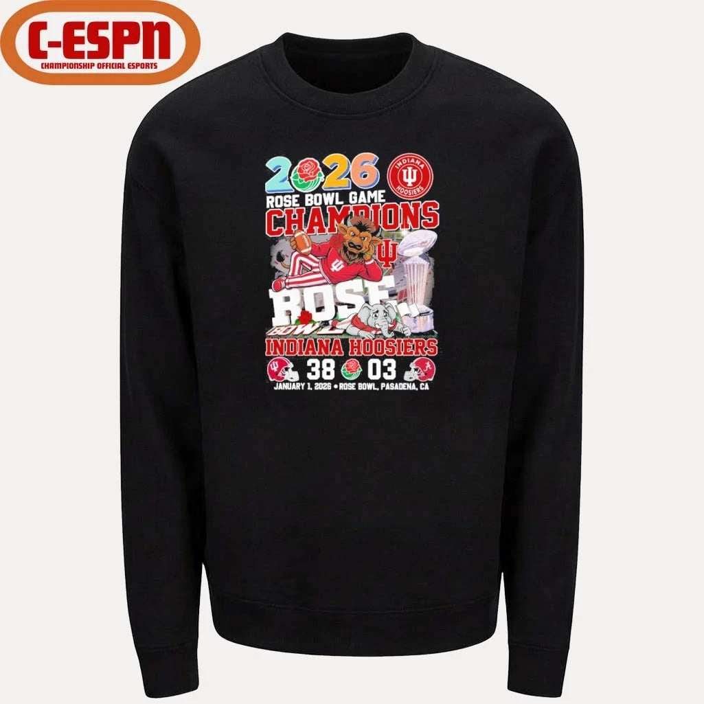 Official Indiana Beat Alabama Mascot 2026 Rose Bowl Game Champions Score Shirt