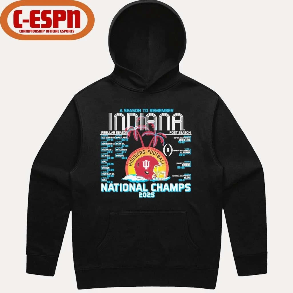 Official Indiana Football CFP National Champions Retro Schedule T-Shirt