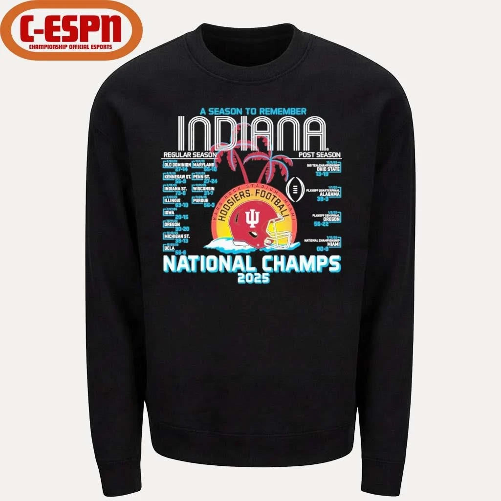 Official Indiana Football CFP National Champions Retro Schedule T-Shirt