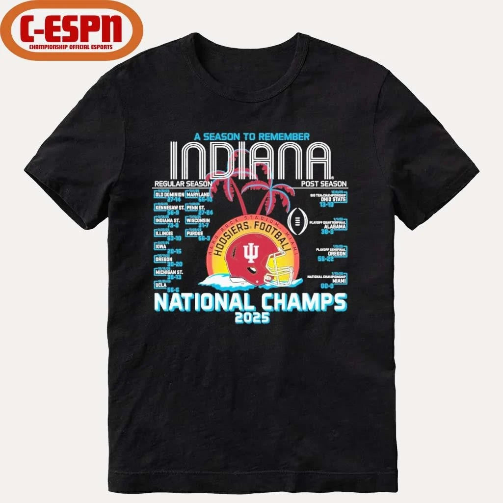Official Indiana Football CFP National Champions Retro Schedule T-Shirt
