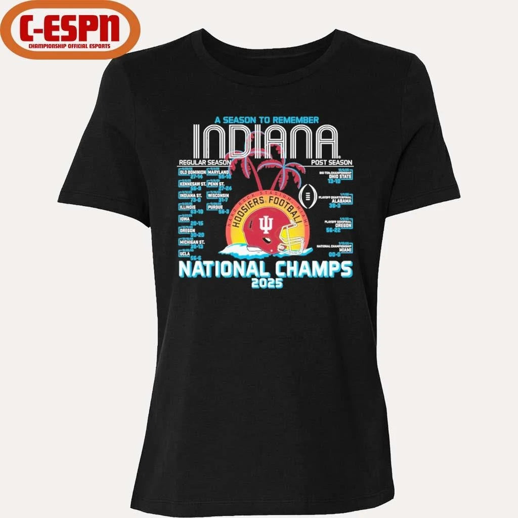 Official Indiana Football CFP National Champions Retro Schedule T-Shirt