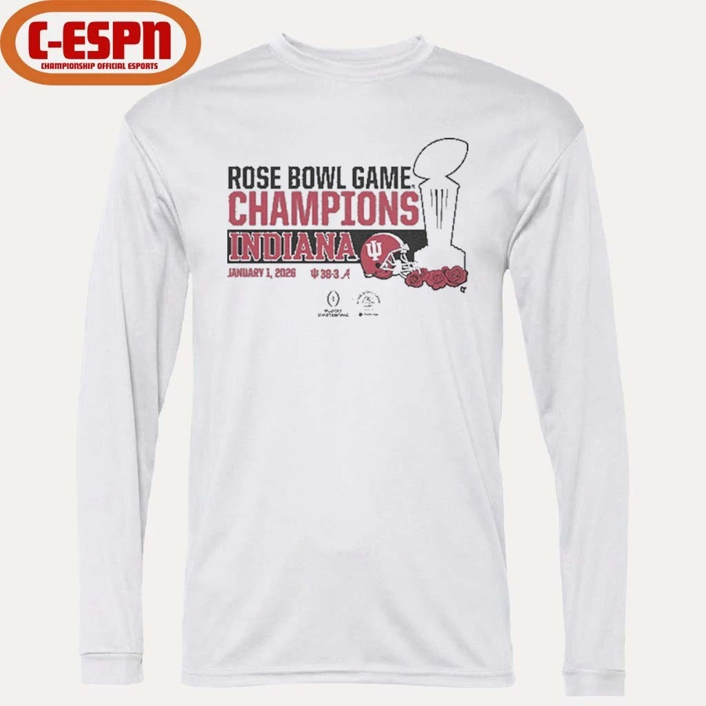 Official Indiana Football CFP Rose Bowl Champions Trophy Shirt