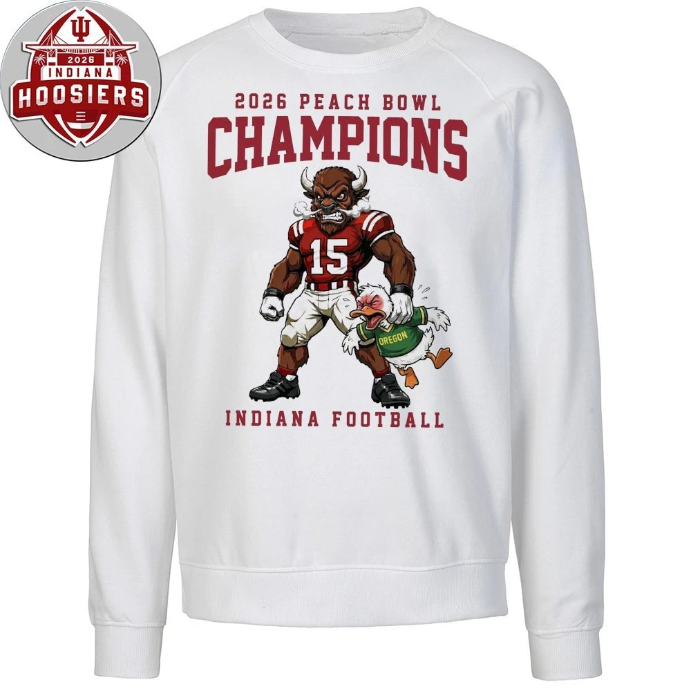 Official Indiana Football Peach Bowl Champions College Football Playoffs Mascot Hoodie Shirt
