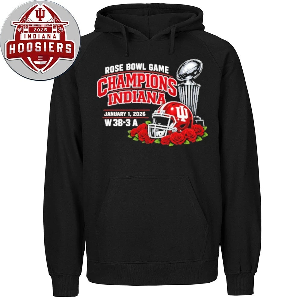 Official Indiana Rose Bowl Game Champions January 1 2026 W 38-3 A Cup And Helmet Tee Shirt