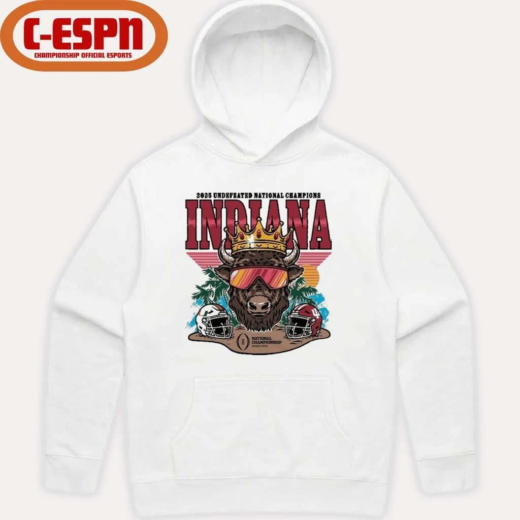 Official Indiana University Hoosiers Football 2025 Undefeated National Champions Bison Crown Shirt