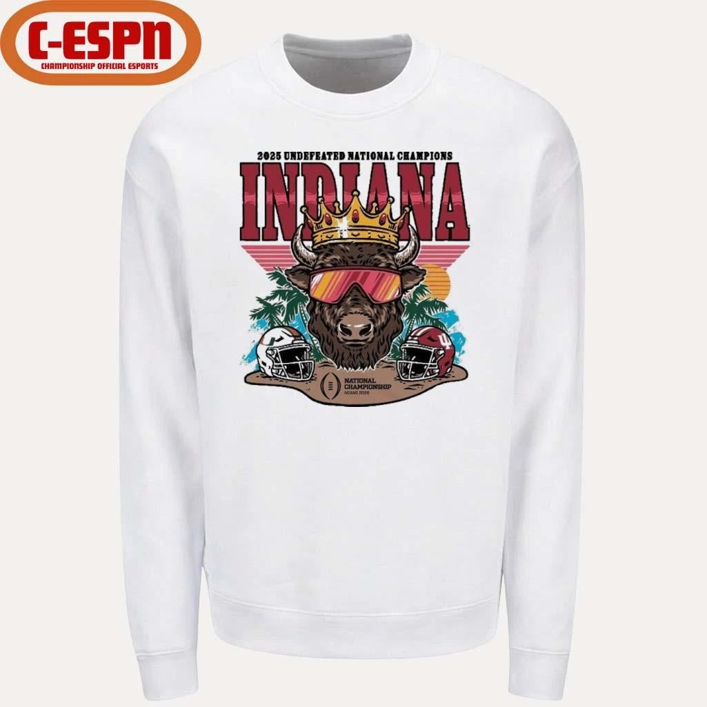 Official Indiana University Hoosiers Football 2025 Undefeated National Champions Bison Crown Shirt