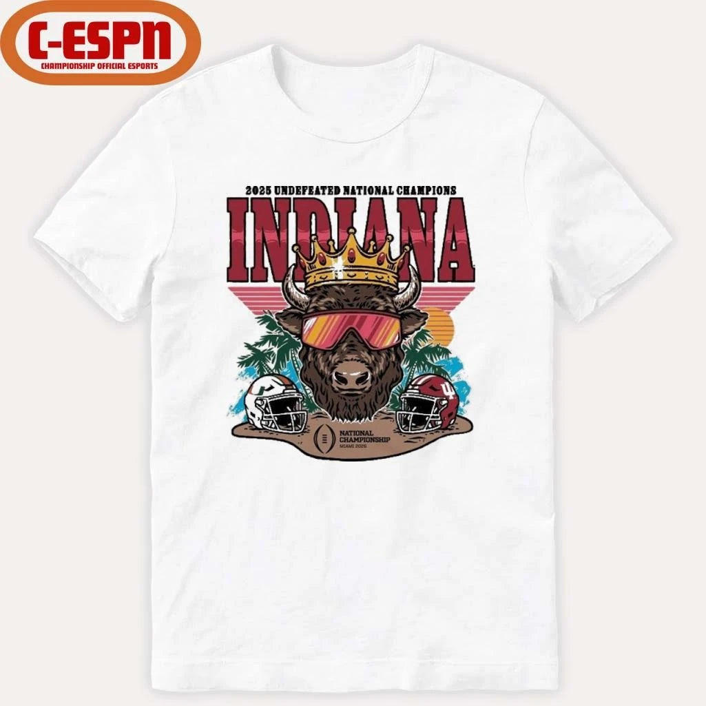 Official Indiana University Hoosiers Football 2025 Undefeated National Champions Bison Crown Shirt